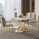 Elena Luxury Marble Top Dining Table with 4 Chairs