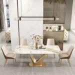 Valencia V-Base Marble Dining Table with 4 Chairs - Image 2