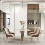 Athena Central Pedestal Marble Dining Table with 4 Chairs