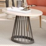 Linear Metal Cage Base Oval Side Table