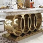 Royale Triple Ring Gold Base Dining Table