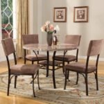Classic Round Marble Dining Table with 4 Metal Chairs