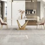 Valencia V-Base Marble Dining Table with 4 Chairs - Image 3