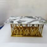 Geometric Gold Base Rectangular Coffee Table