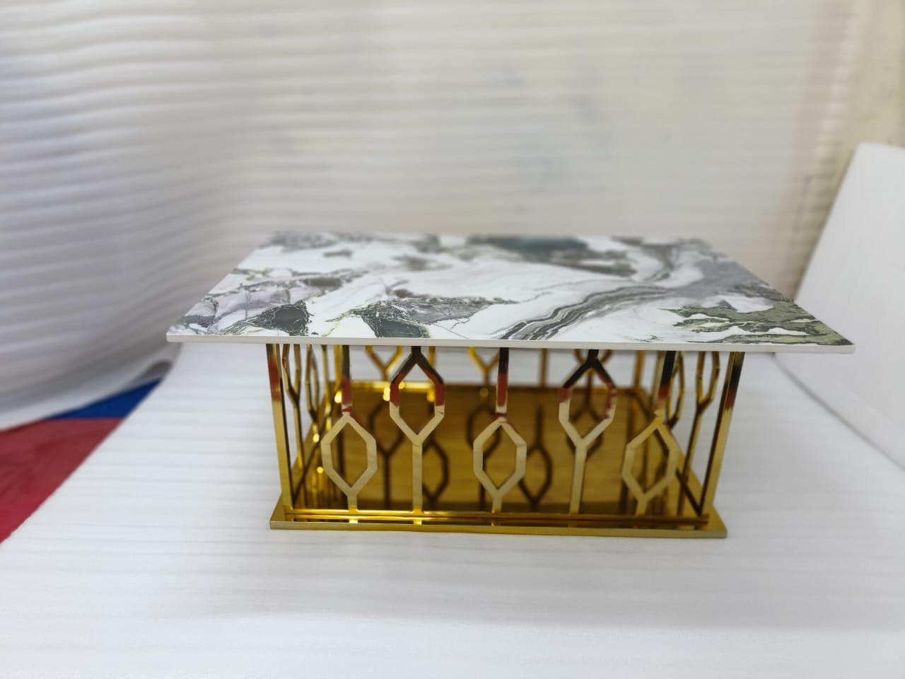 caw3.jpeg Geometric Gold Base Rectangular Coffee Table - Image 1
