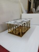 Geometric Gold Base Rectangular Coffee Table - Image 2