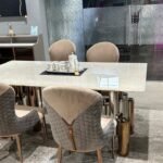 Aria Premium Marble Dining Table with Zipper Back Chairs