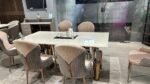 Aria Premium Marble Dining Table with Zipper Back Chairs