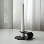S-Curve Modern Black Taper Candle Holder