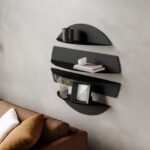 Split-Circle Black Metal Wall Shelves - Set of 4