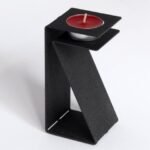 Z-Fold Textured Black Metal Tealight Holder