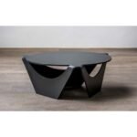 Sculptural Matte Black Metal Coffee Table