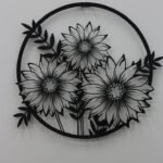Circular Sunflower Laser-Cut Metal Wall Art