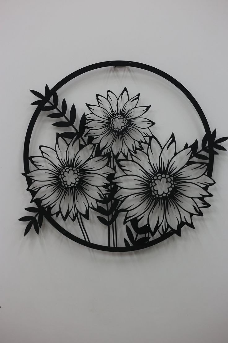 new19.jpeg Circular Sunflower Laser-Cut Metal Wall Art - Image 1