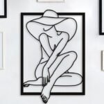 Lady in Hat Abstract Metal Line Wall Art