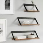 Industrial Strap Wood Floating Shelves - Set of 3