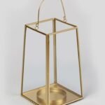 Golden Minimalist Glass Lantern Candle Holder