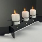 Industrial Folded Metal 3-Pillar Candle Holder