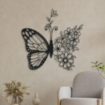 Floral Butterfly Silhouette Metal Wall Art