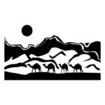 Desert Caravan Silhouette Metal Wall Art