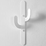 Cactus Silhouette White Metal Wall Hook