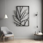 Abstract Leaf in Frame Metal Wall Art