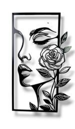 Rose Portrait Silhouette Metal Wall Art - Image 2