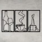 Kitchen & Leisure Line Art 3-Panel Metal Set