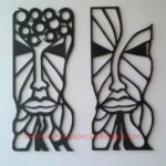Abstract African Masks Metal Art - Set of 2