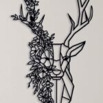 Floral Geometric Stag Head Metal Wall Art
