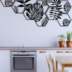 Honeycomb Hexagon Tropical Leaf Metal Art