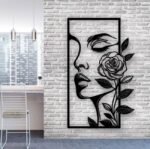 Rose Portrait Silhouette Metal Wall Art