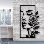 Rose Portrait Silhouette Metal Wall Art