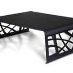 Geometric Matte Black Metal Monitor Riser Stand