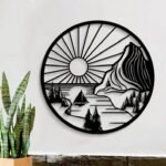 Mountain Lake Sailboat Circular Wall Art