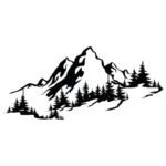 Mountain Peaks and Forest Silhouette Wall Art