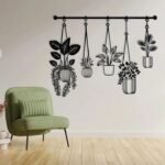 Hanging Potted Plants Metal Wall Art
