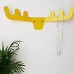 Yellow Moose Antler Metal Wall Hanger