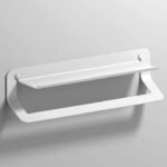 Minimalist White Folded Metal Towel Bar & Shelf