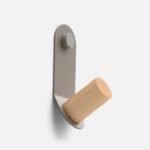 Minimalist Grey Metal and Wood Peg Wall Hook