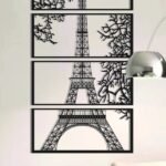 Eiffel Tower 4-Panel Vertical Metal Wall Art Set